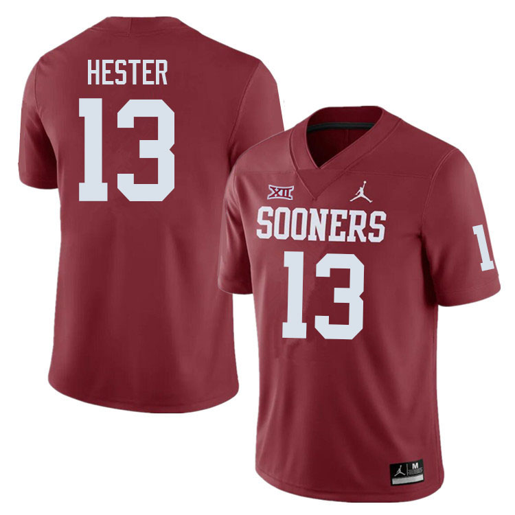 Oklahoma Sooners #13 J.J. Hester College Football Jerseys Sale-Crimson
